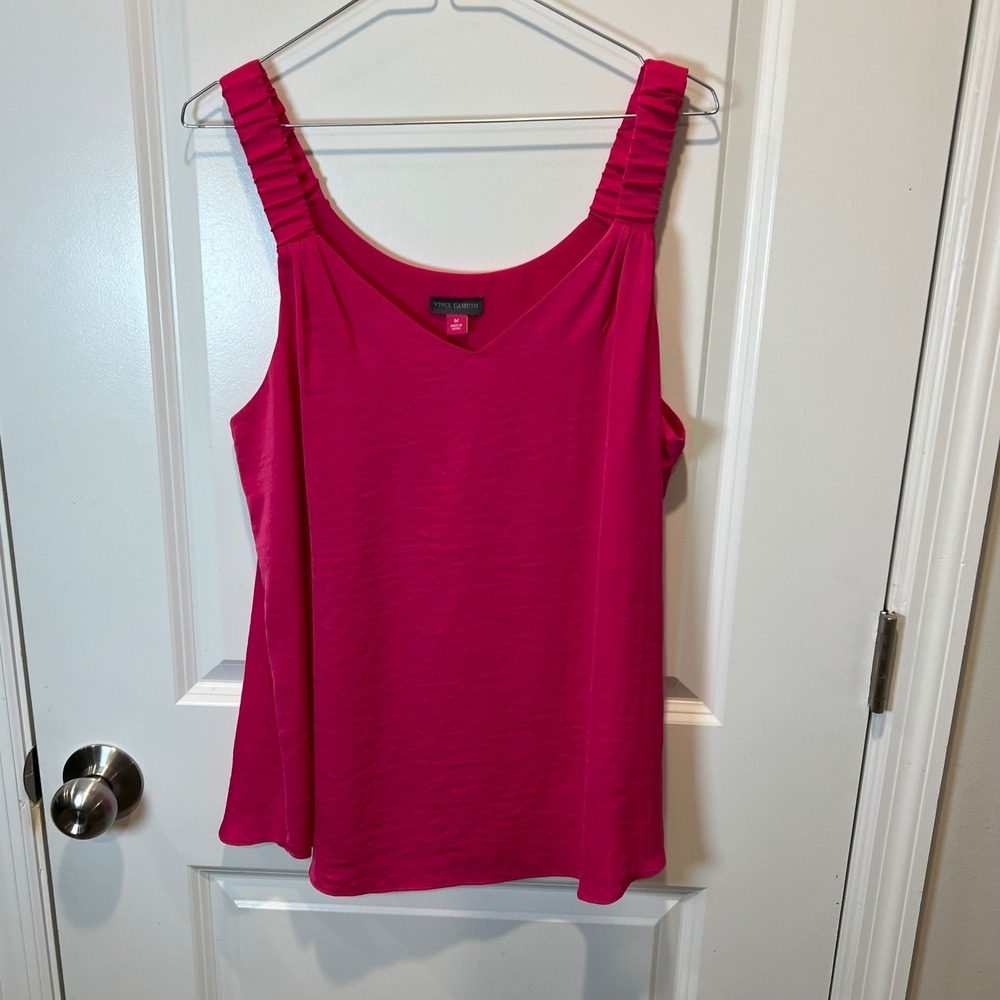 Vince Camuto Womens Tank Top Ruched Straps Pink Size M